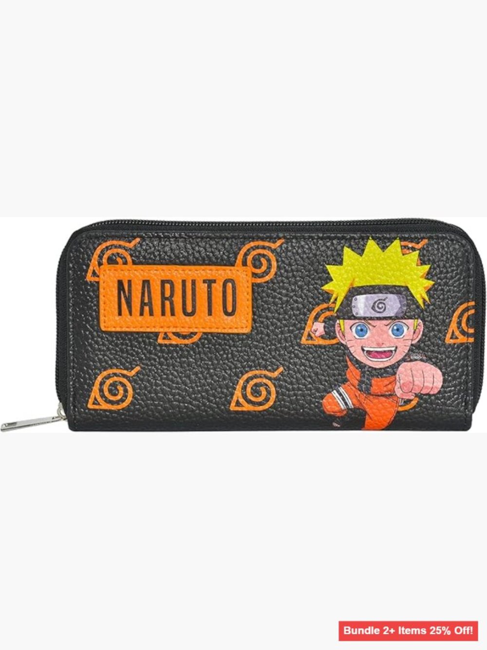 Naruto Zip-Around Wallet, Hidden Leaf Village Design, Unisex Adult